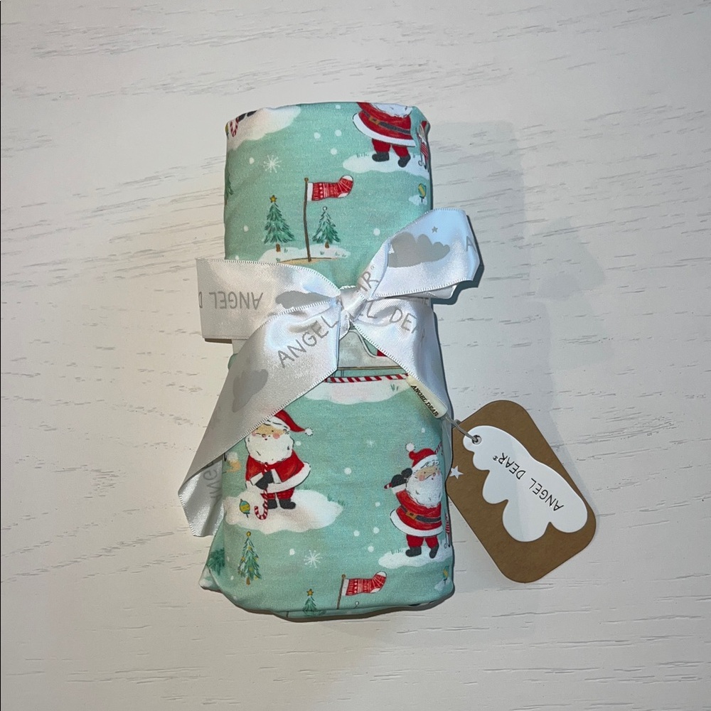 Angel Dear Bamboo Swaddle Santa Golf Print Blanket